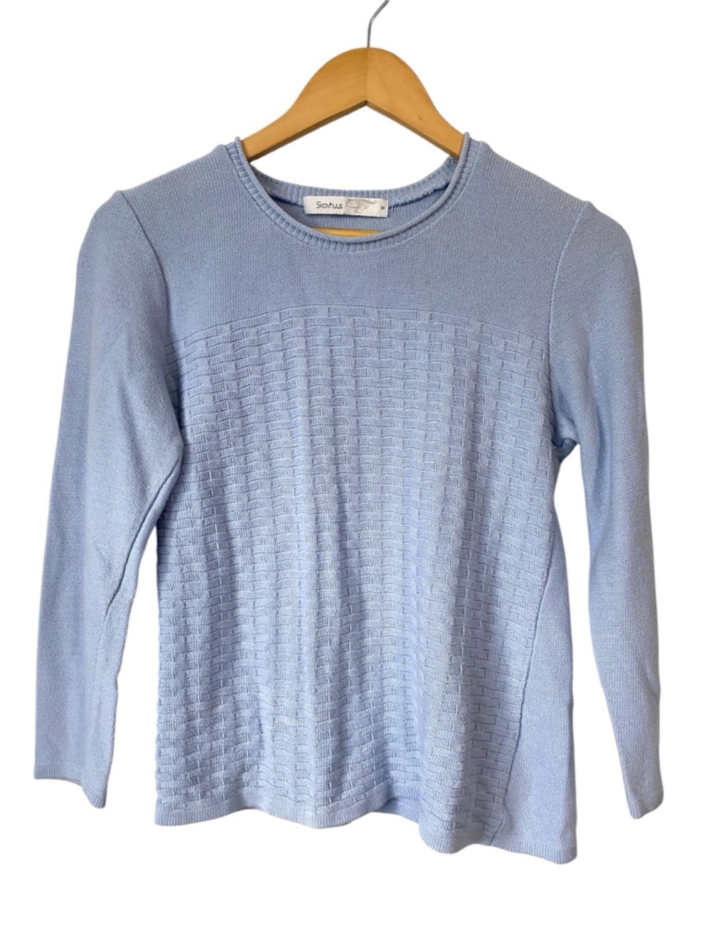 Skovhuus Denmark Blue Textured Basket-Weave Knit Sweater Small